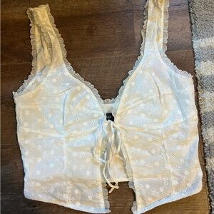 White Fox Boutique White Lace Trim Tank Top